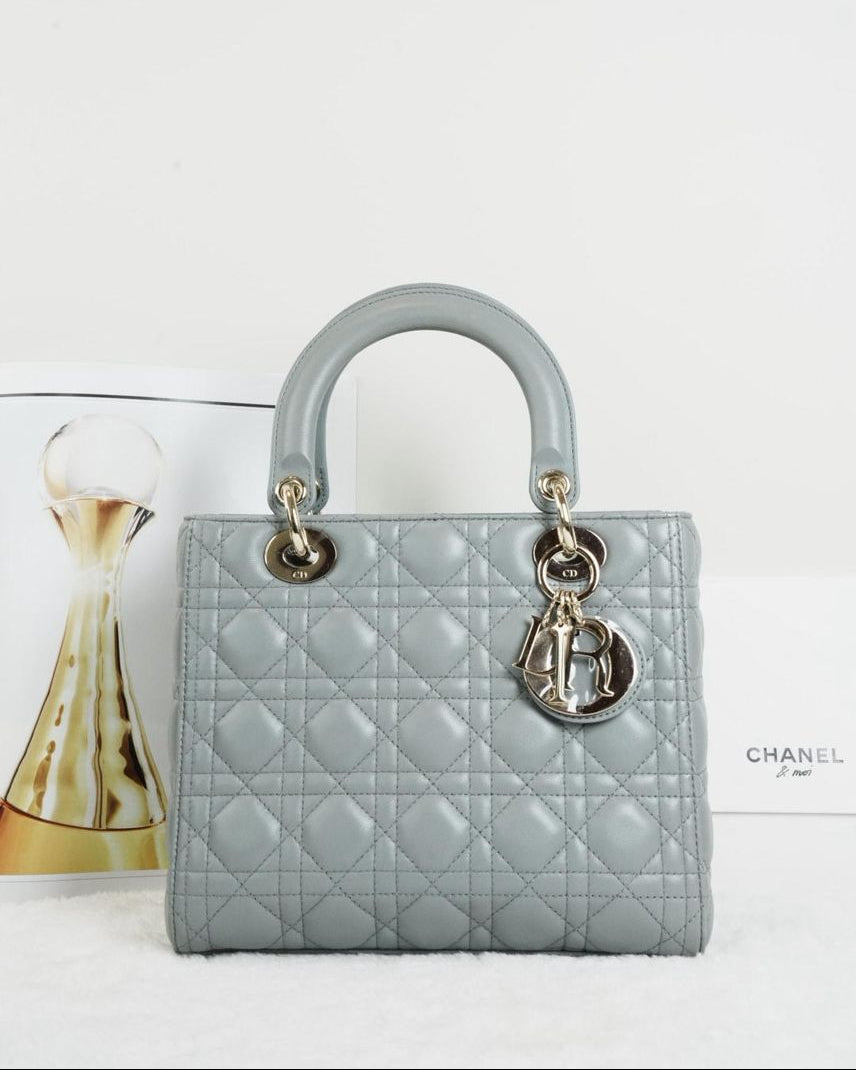 Dior Medium Lady Dior Bag - Grey - View 1