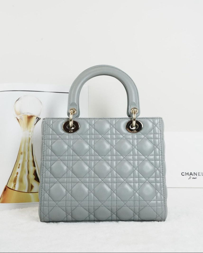 Dior Medium Lady Dior Bag - Grey - View 2