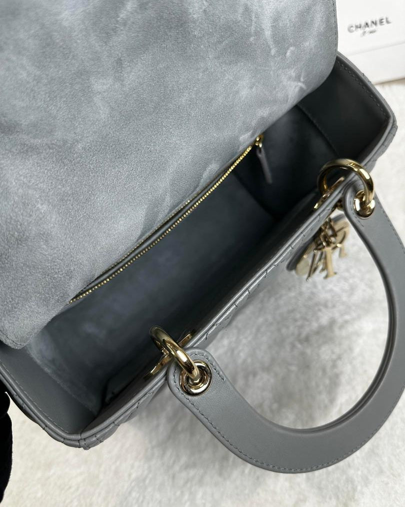Dior Medium Lady Dior Bag - Grey - View 6