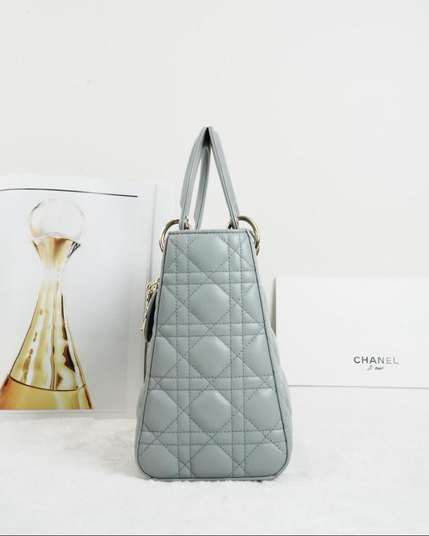Dior Medium Lady Dior Bag - Grey - View 3