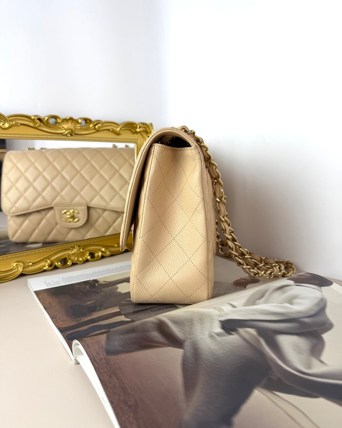Chanel Jumbo Classic Flap Bag - Beige - View 3