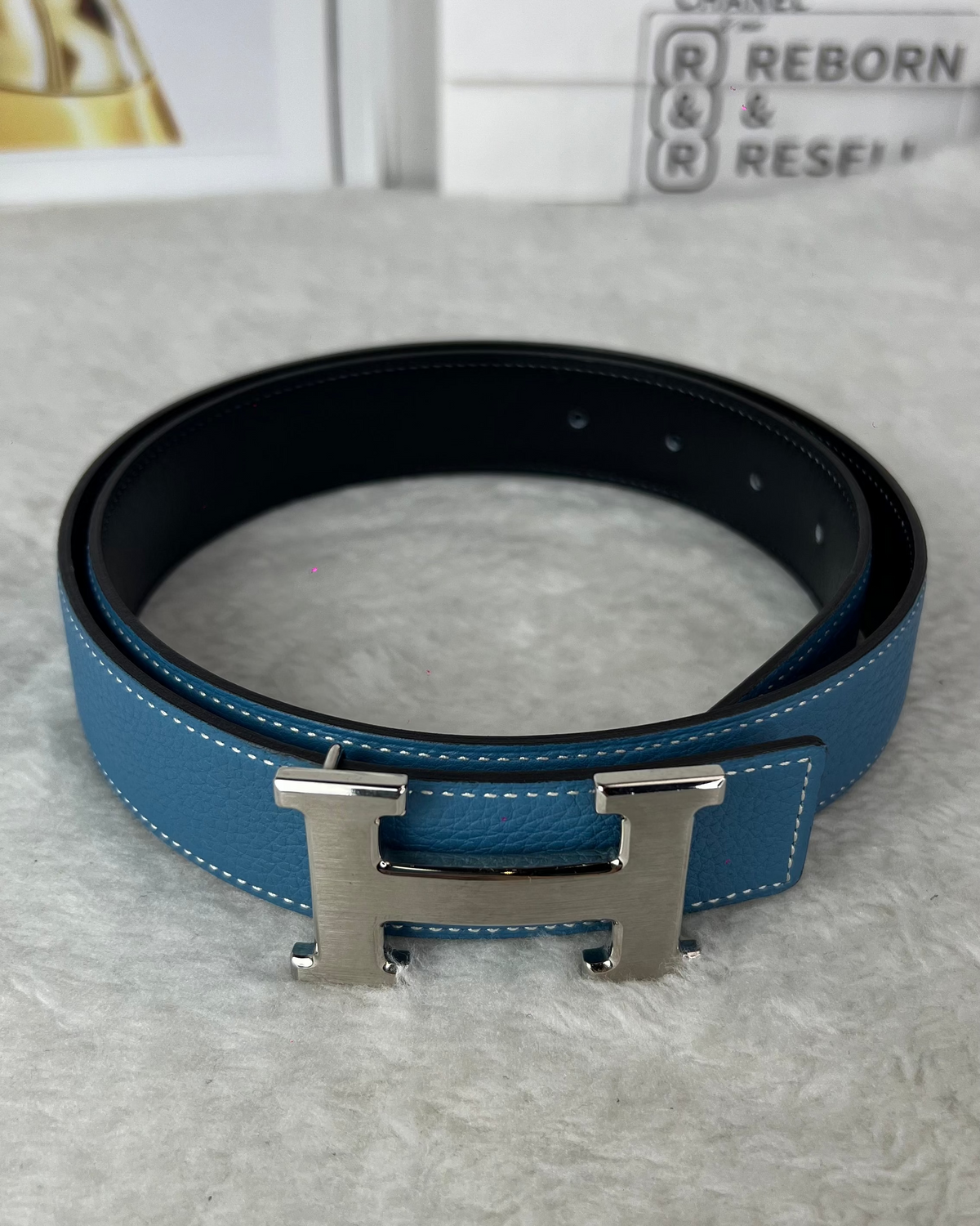 Hermès H Belt - Blue Jean - View 1