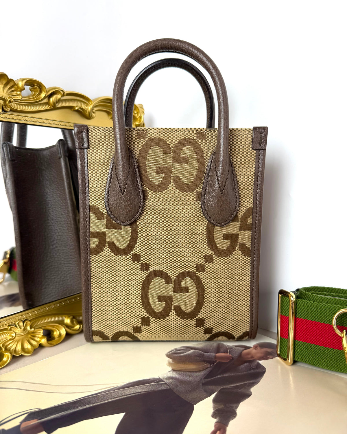 Gucci Jumbo GG Mini Tote Bag - Camel And Ebony - View 2