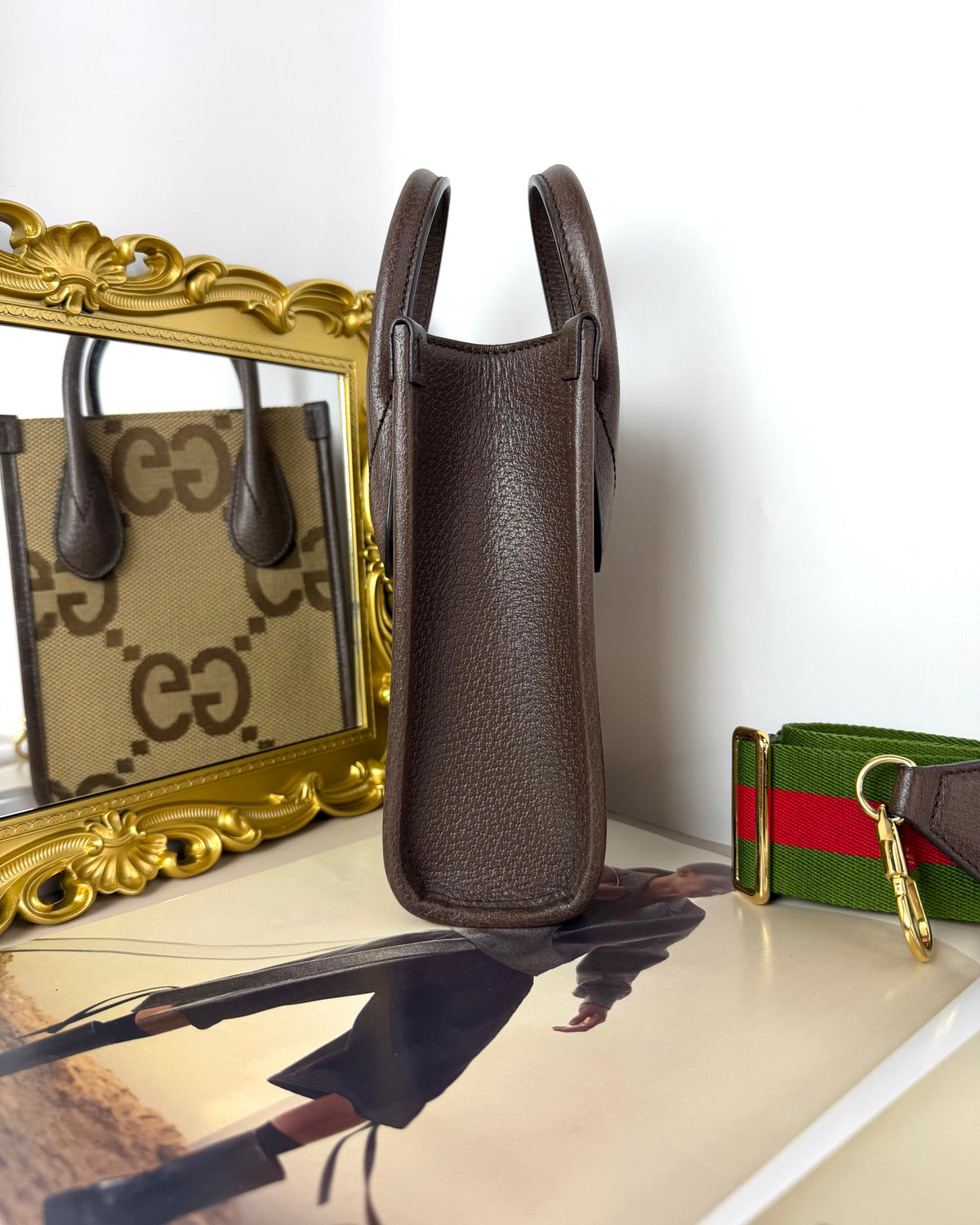 Gucci Jumbo GG Mini Tote Bag - Camel And Ebony - View 3