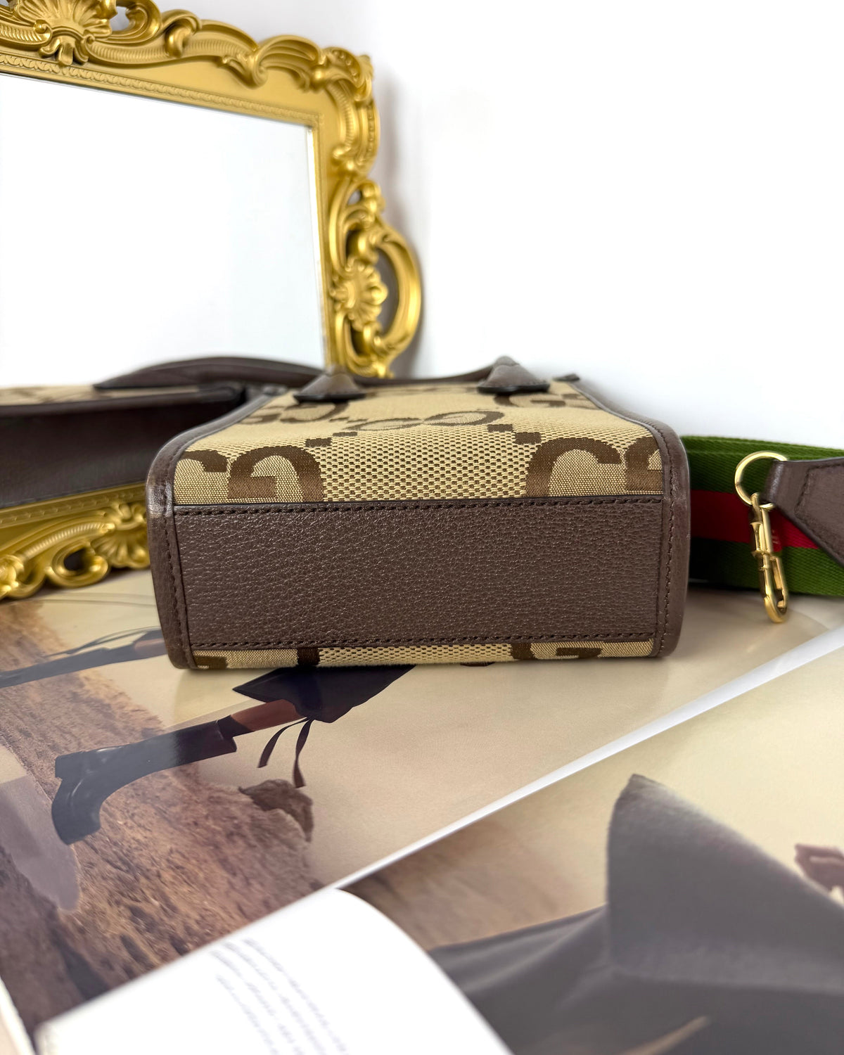Gucci Jumbo GG Mini Tote Bag - Camel And Ebony - View 5