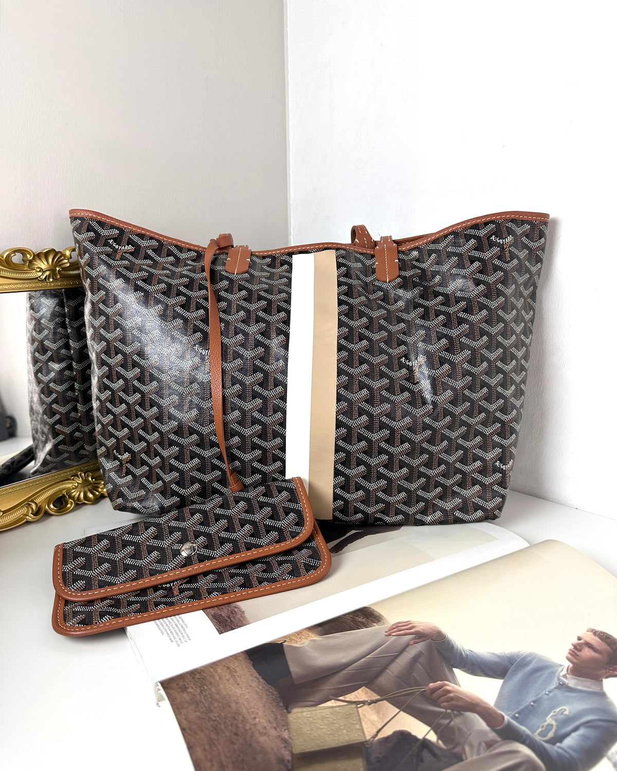Goyard Saint Louis Tote - Black, Tan - View 1