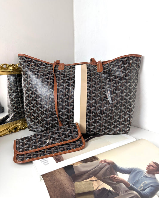 Goyard Saint Louis Tote - Black, Tan - View 1