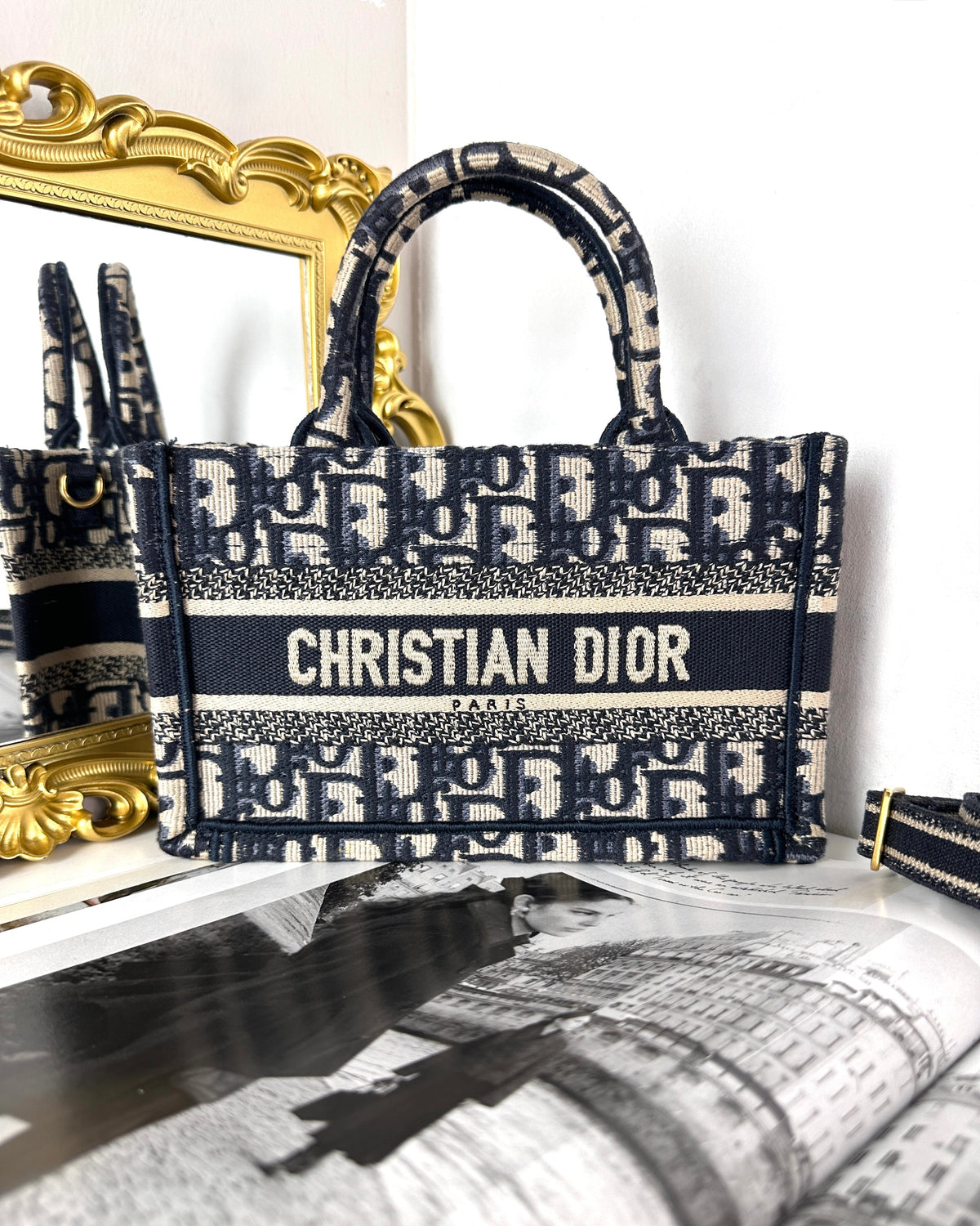 Dior Mini Dior Book Tote - Blue - View 1