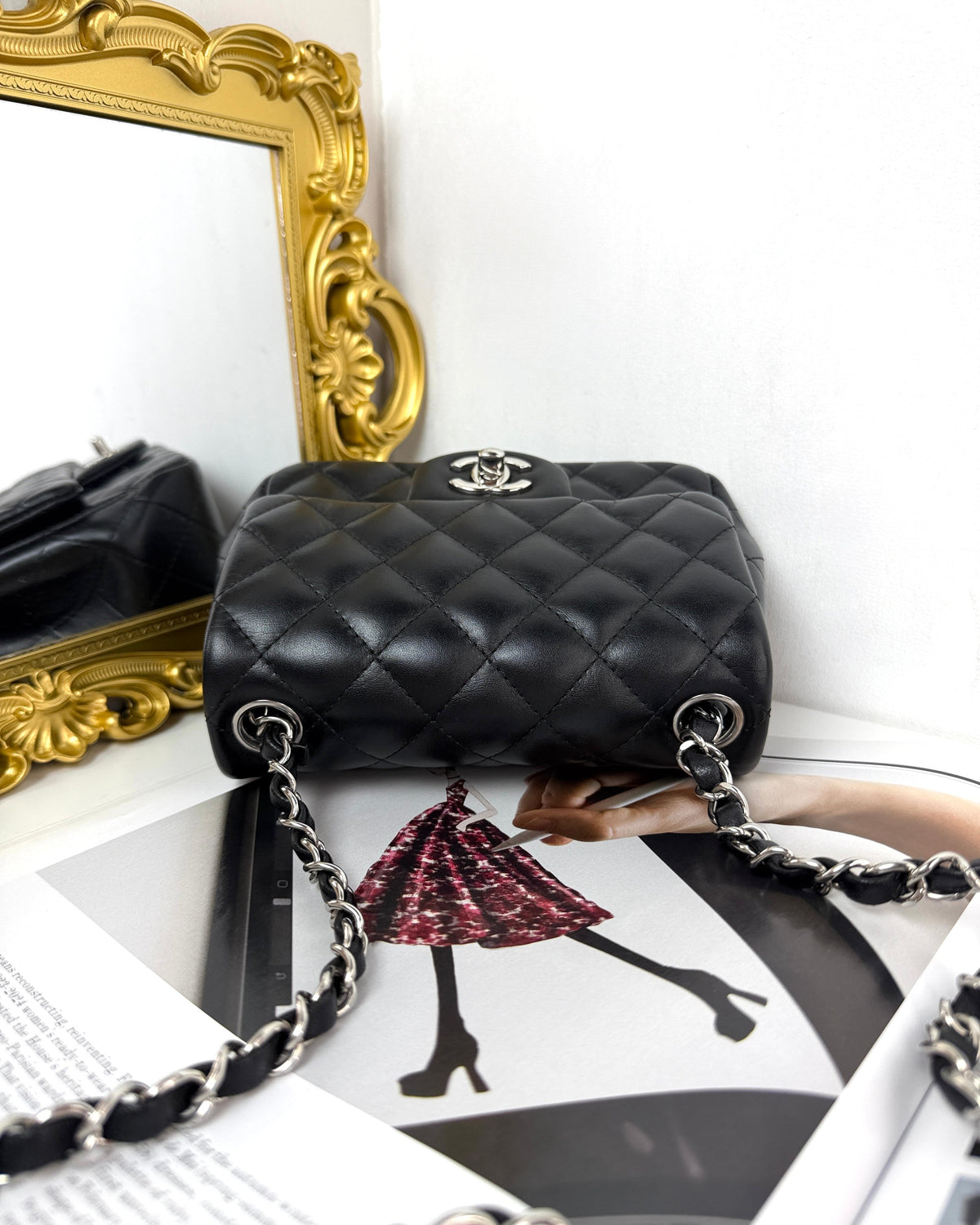 Chanel Classic Mini Square Bag - Black - View 6