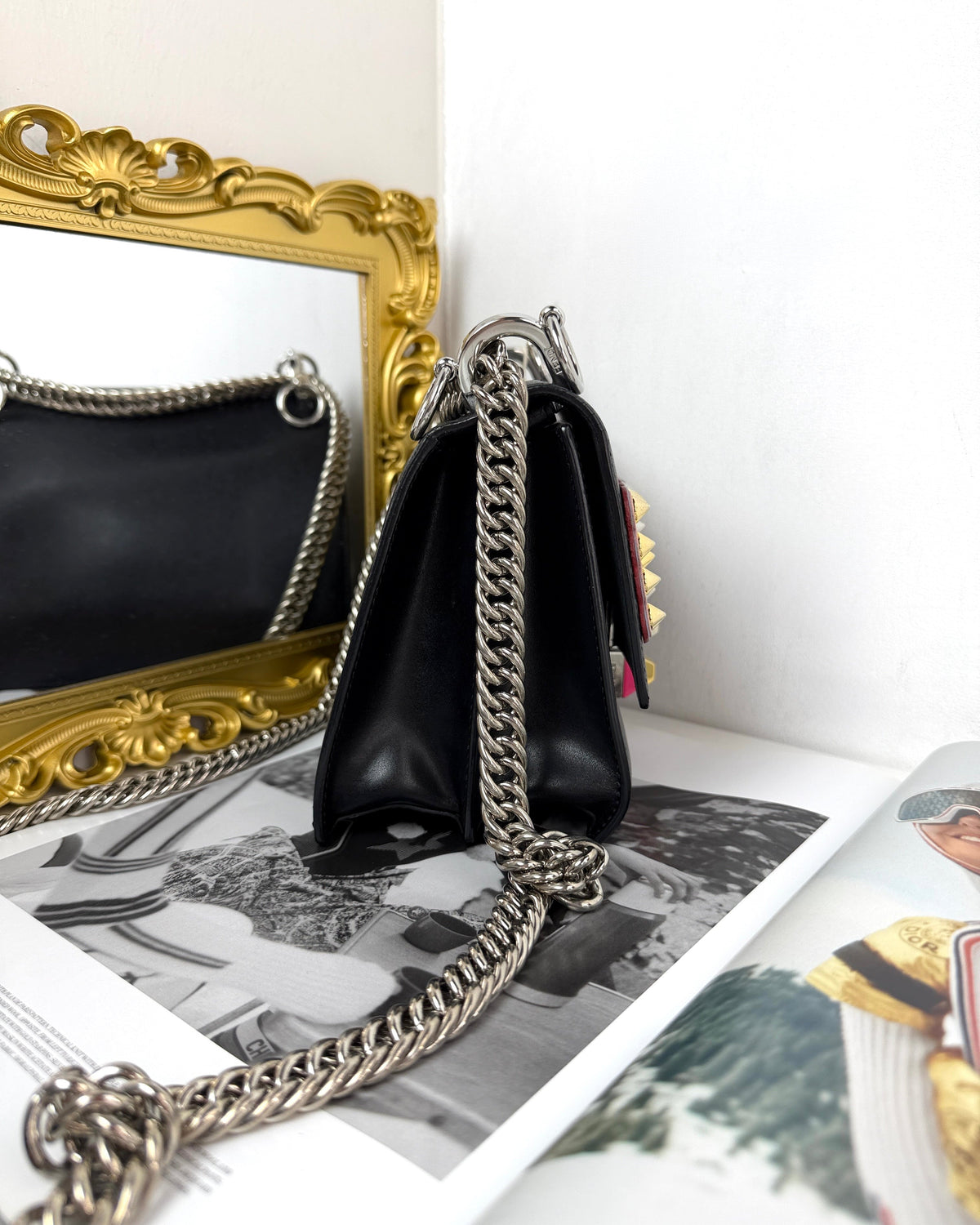 Fendi Small Kan I Studded Logo Shoulder Bag - Black - View 3