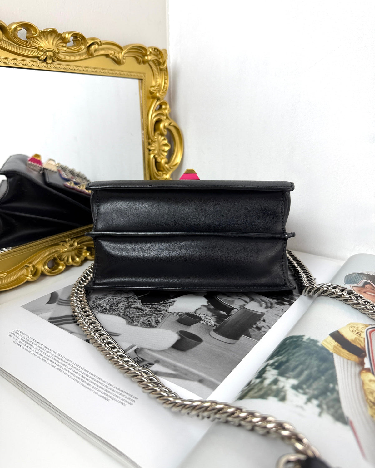 Fendi Small Kan I Studded Logo Shoulder Bag - Black - View 5