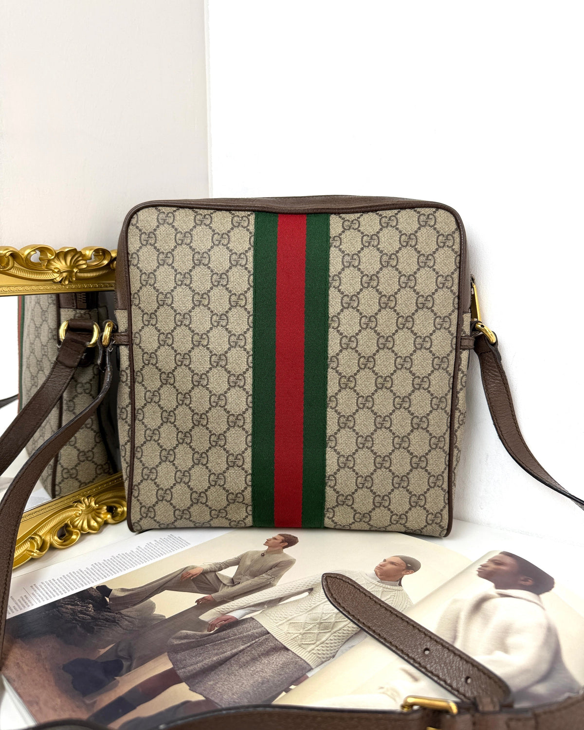 Gucci Ophidia Small Messenger Bag - Beige, Brown Leather Trim - View 2