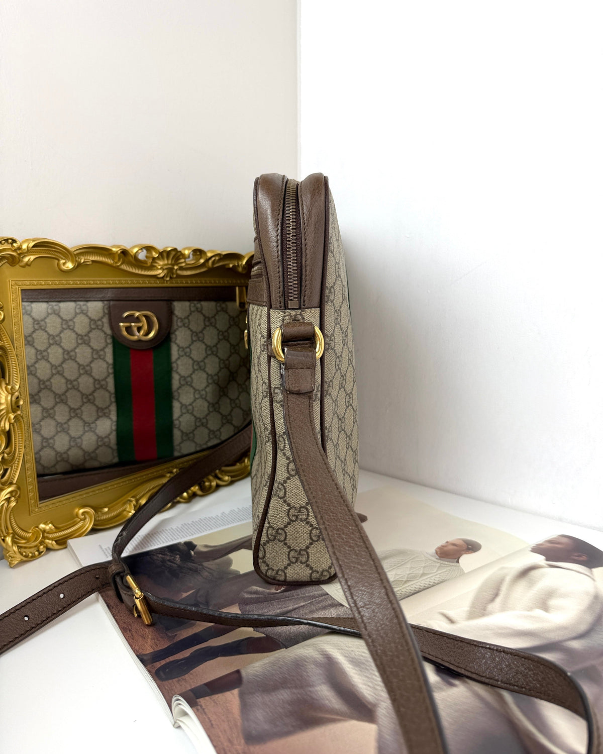 Gucci Ophidia Small Messenger Bag - Beige, Brown Leather Trim - View 4