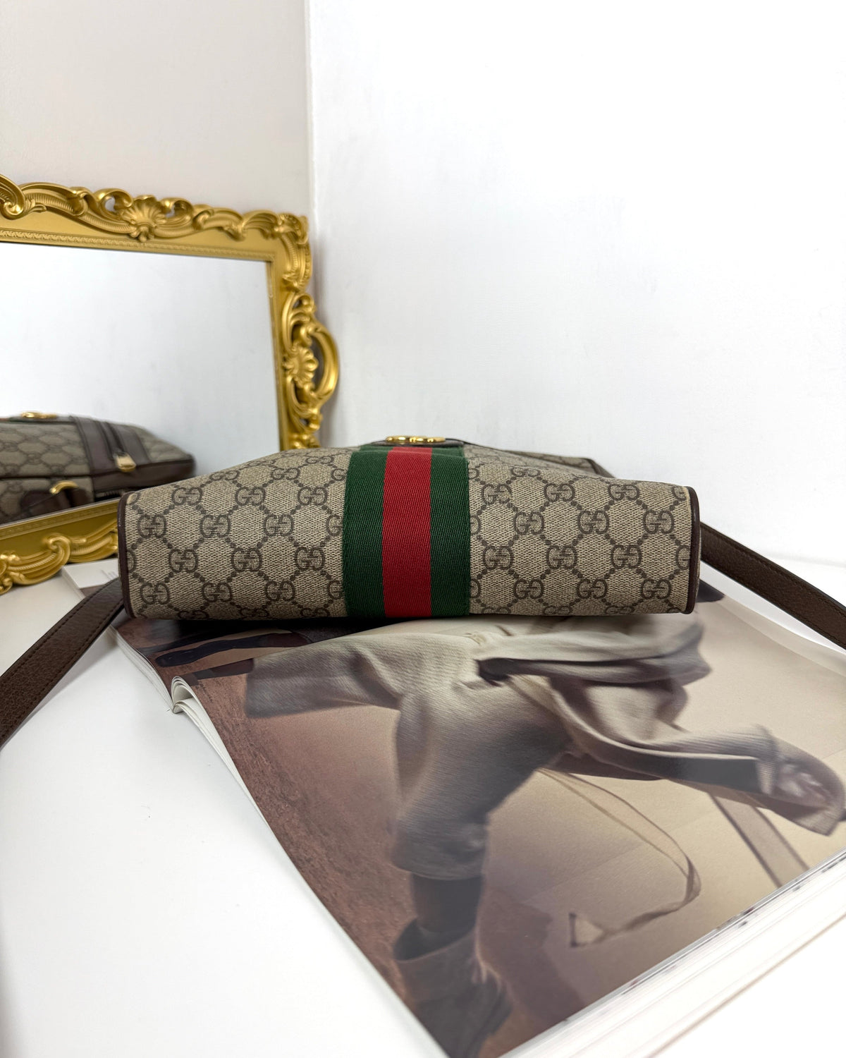 Gucci Ophidia Small Messenger Bag - Beige, Brown Leather Trim - View 5