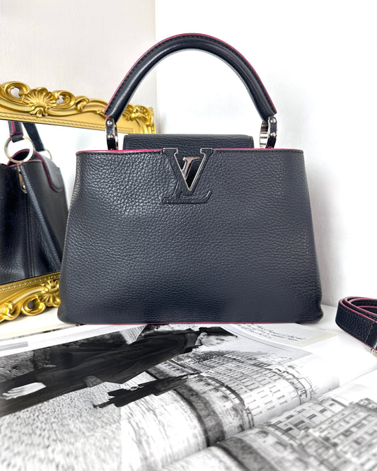 Louis Vuitton Capucines BB Bag - Black With Fuchsia Trim - View 1