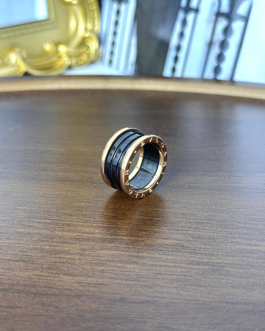 Bvlgari B.zero1 Four-Band Ring - Rose Gold And Black - View 1