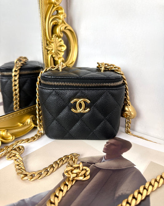 Chanel Classic Mini Vanity with Chain Bag - Black With Gold-Tone Metal - View 1