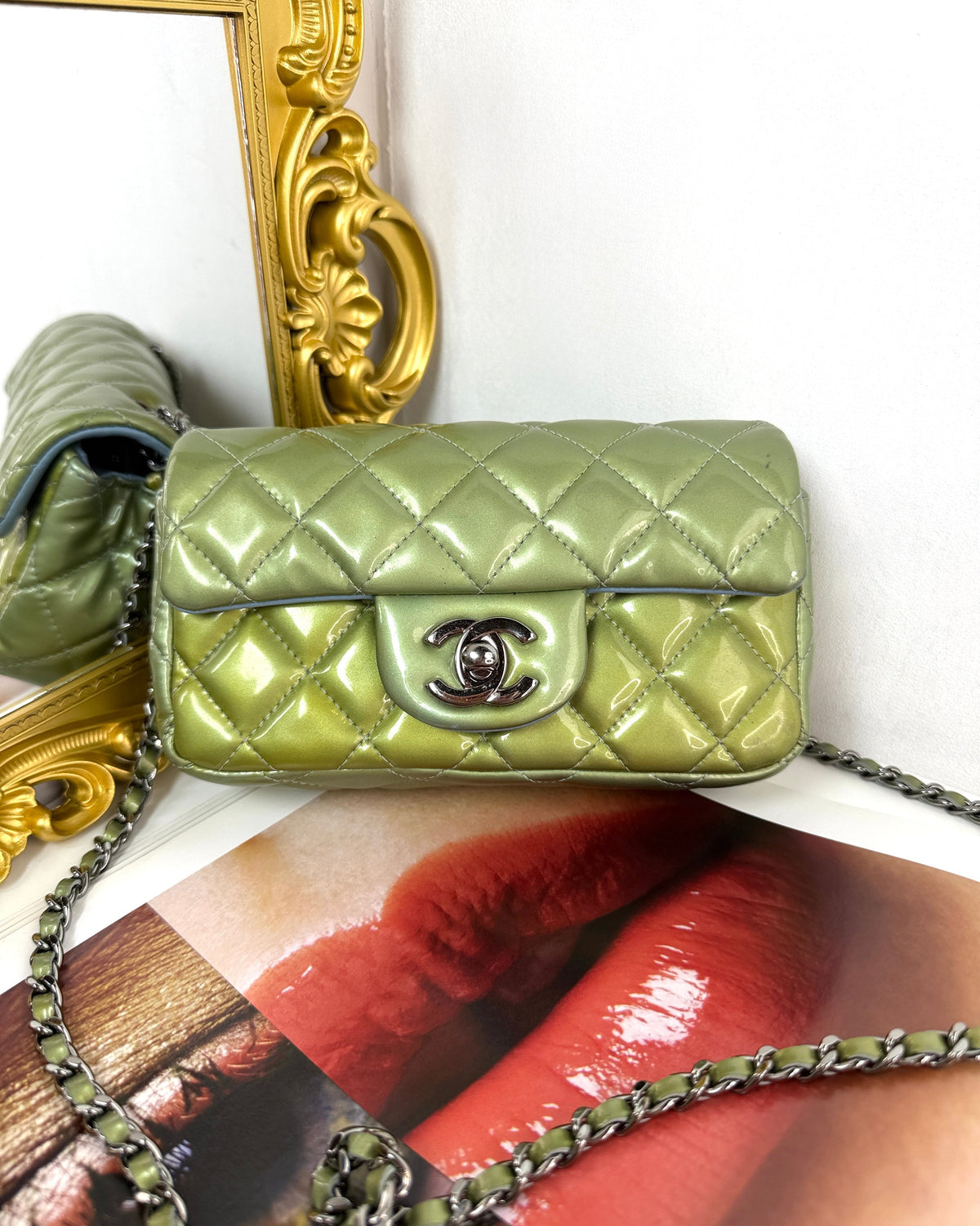 Chanel Classic Flap Bag (Mini Rectangular) - Mint Green - View 1