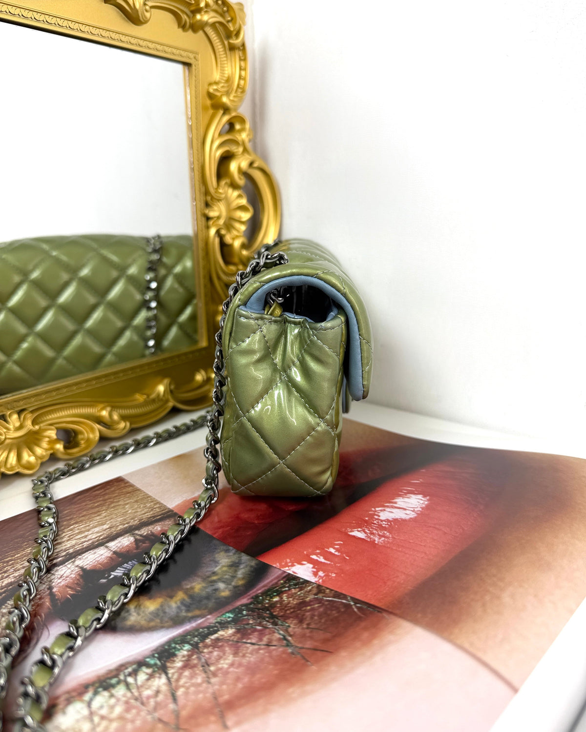 Chanel Classic Flap Bag (Mini Rectangular) - Mint Green - View 3
