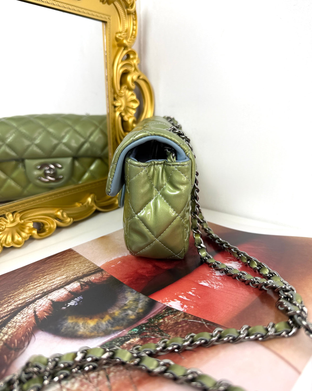 Chanel Classic Flap Bag (Mini Rectangular) - Mint Green - View 4