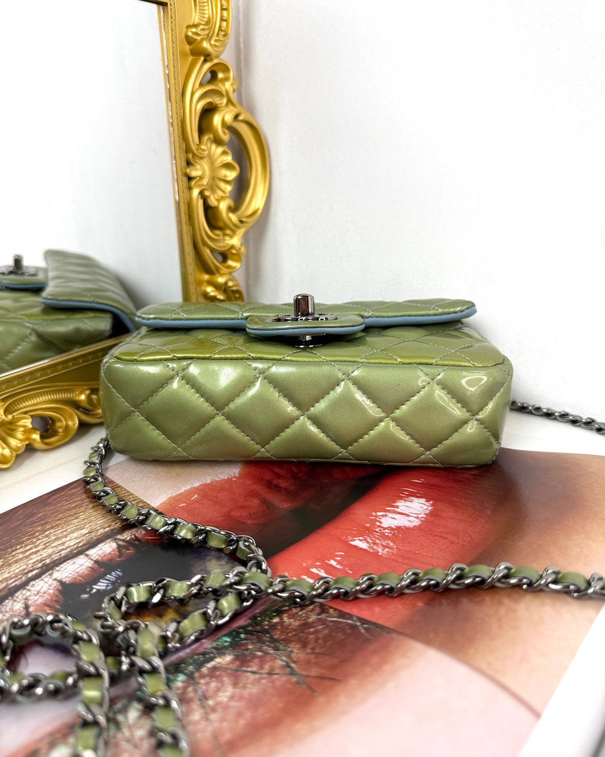 Chanel Classic Flap Bag (Mini Rectangular) - Mint Green - View 5