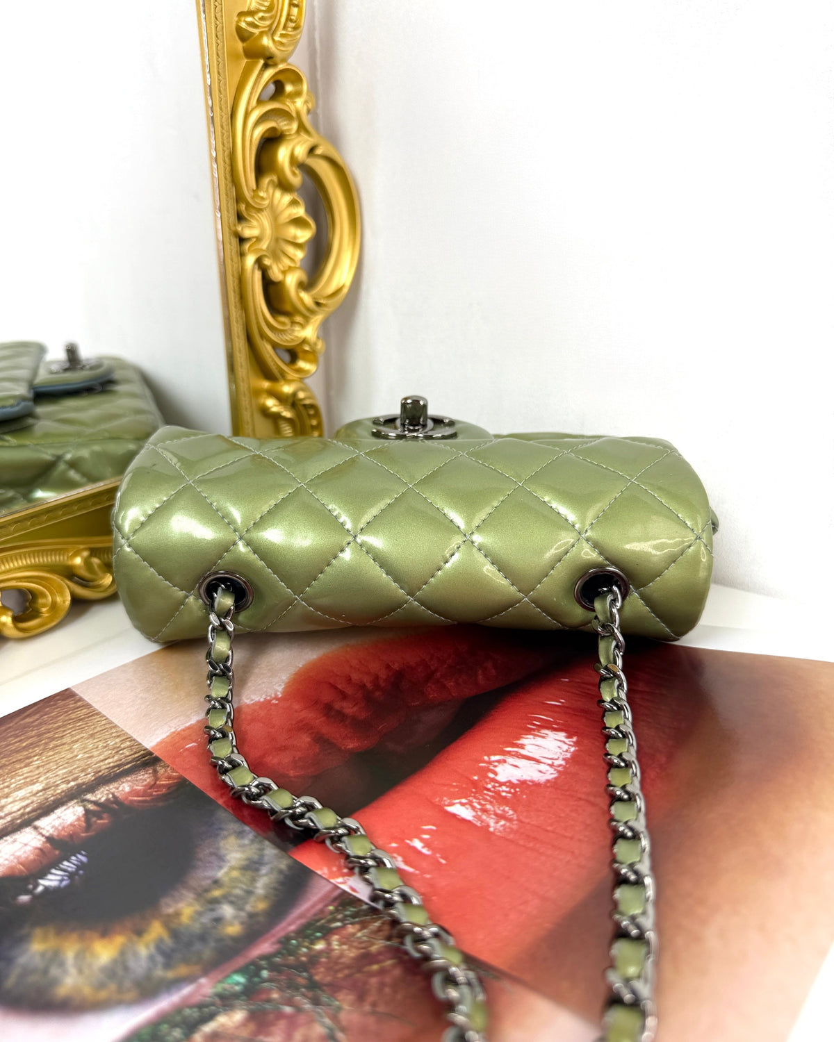 Chanel Classic Flap Bag (Mini Rectangular) - Mint Green - View 6
