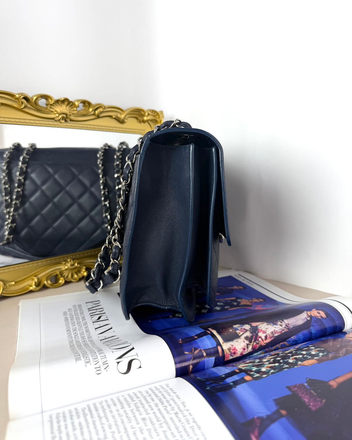 Chanel CC Box Flap Bag - Navy Blue - View 3