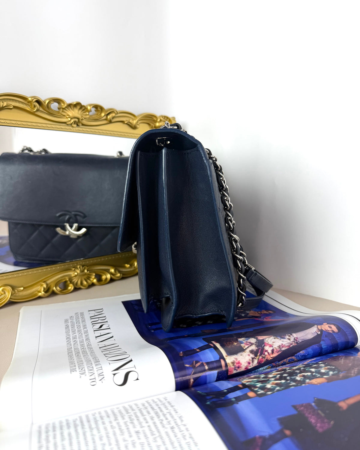 Chanel CC Box Flap Bag - Navy Blue - View 4