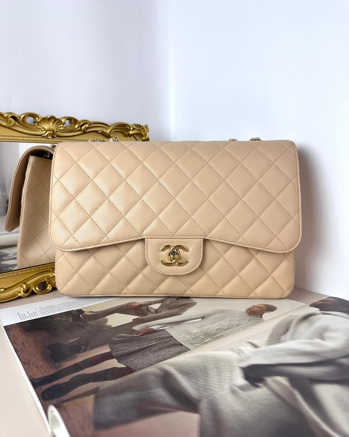 Chanel Jumbo Classic Flap Bag - Beige - View 1
