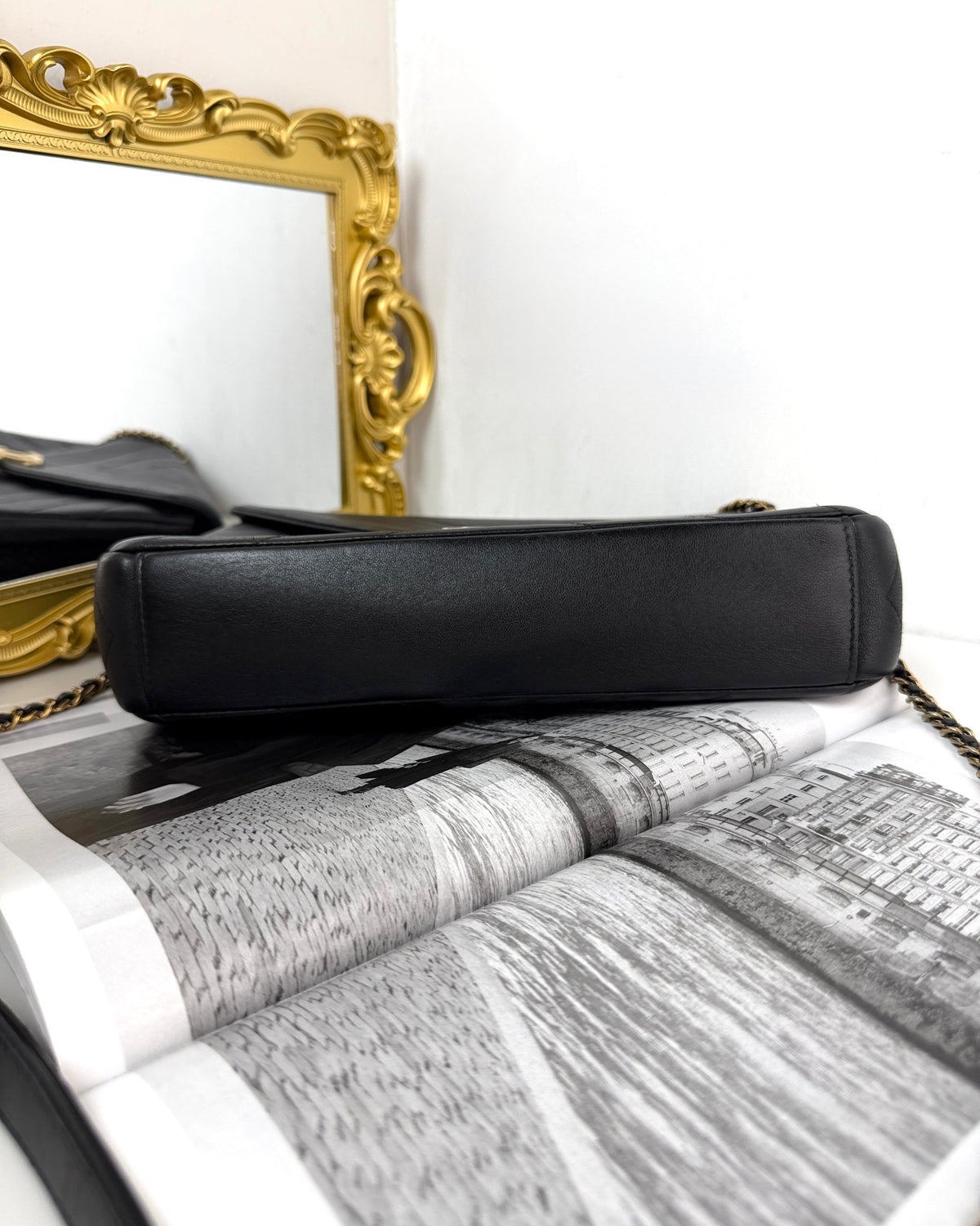 Chanel Chevron Envelope Flap Bag - Black - View 5
