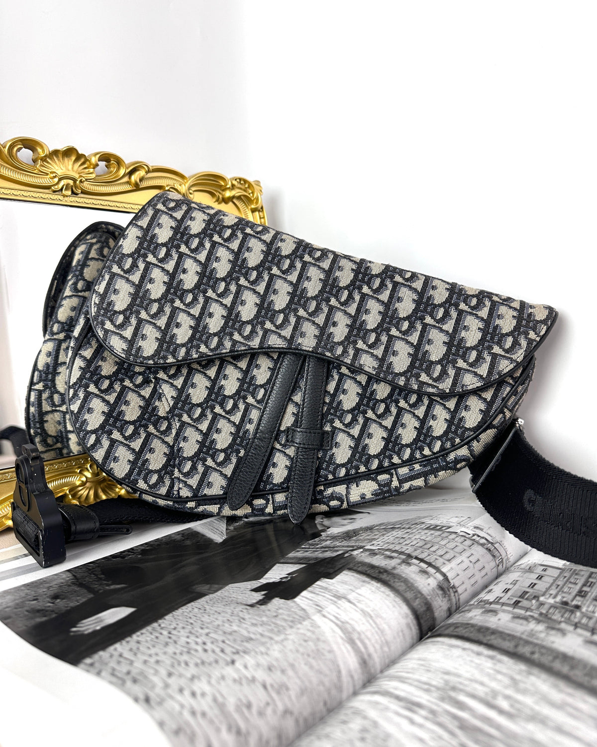 Dior Saddle Bag - Blue Dior Oblique - View 1