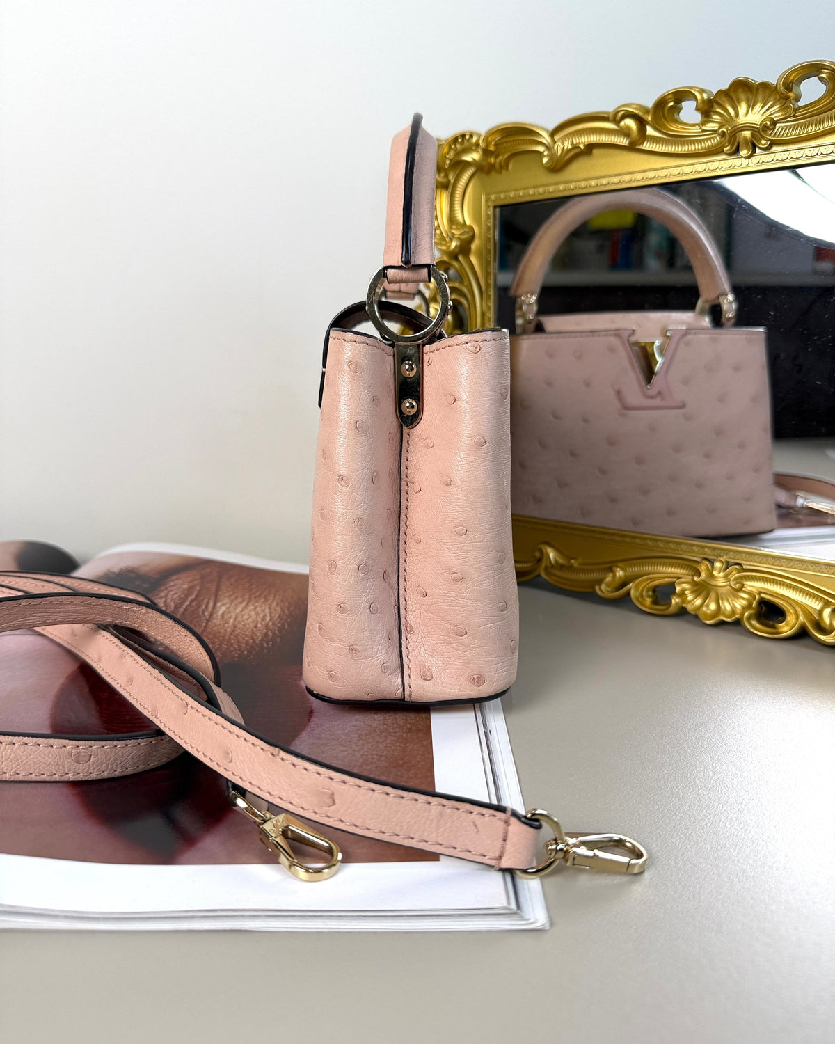 Louis Vuitton Capucines Mini Bag - Ostrich Leather - View 3
