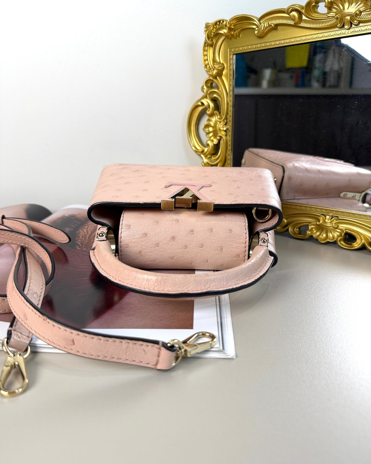 Louis Vuitton Capucines Mini Bag - Ostrich Leather - View 6