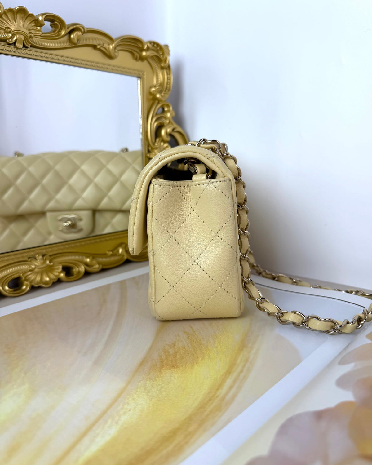 Chanel Mini Rectangular Classic Flap Bag - Light Beige - View 3