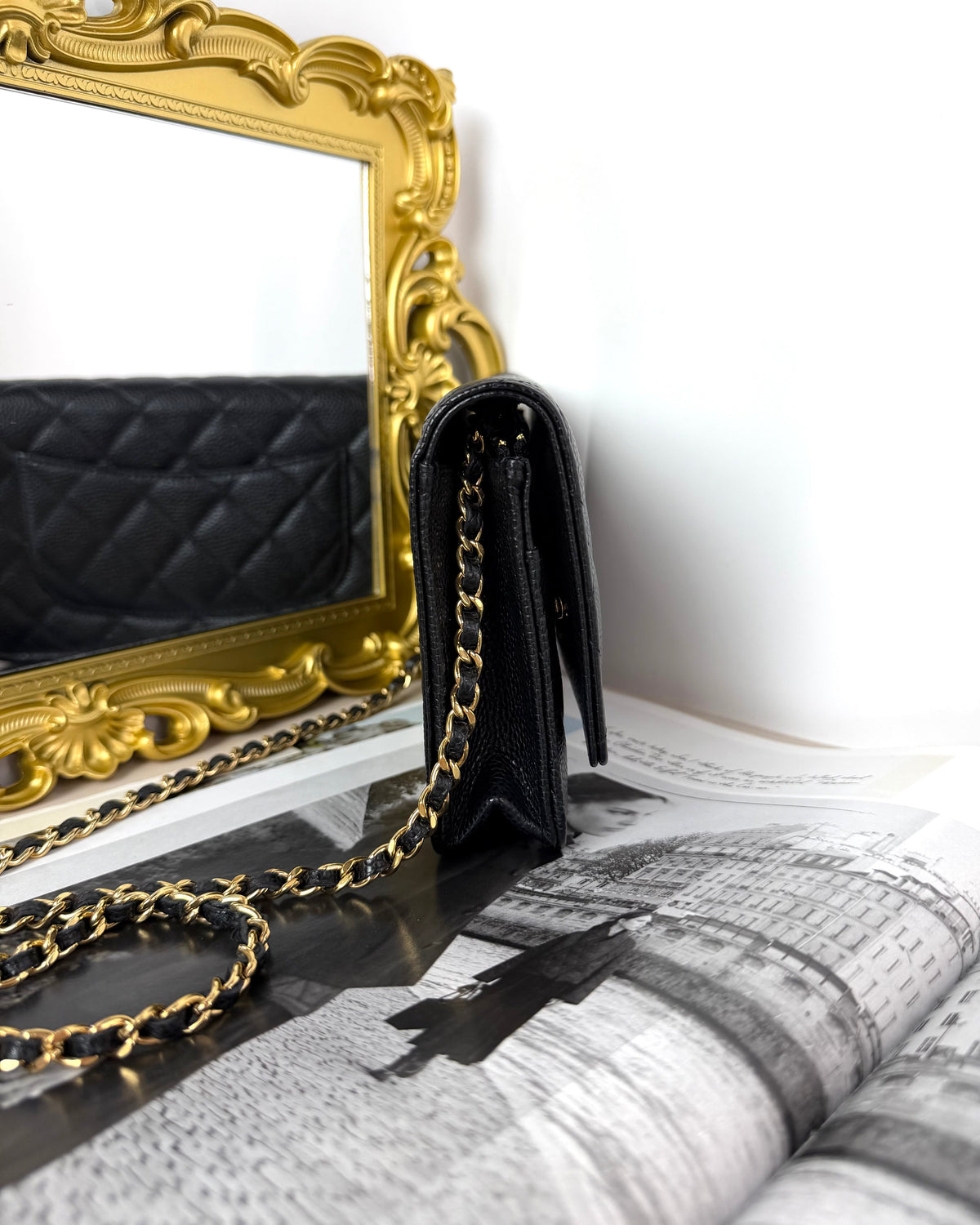Chanel Classic Wallet on Chain - Black With Gold Hardware - View 4
