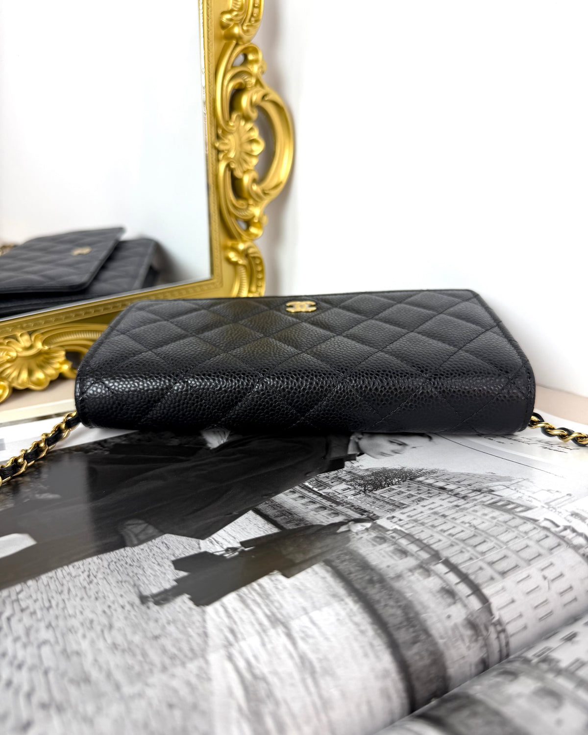 Chanel Classic Wallet on Chain - Black With Gold Hardware - View 6