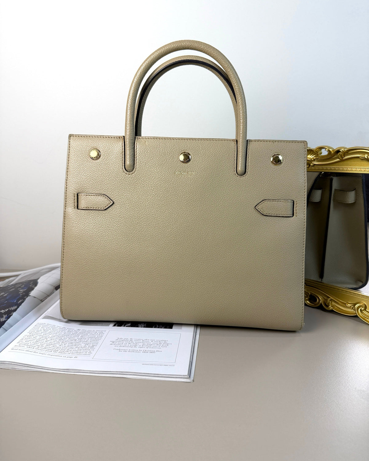 Burberry Small Two-Handle Title Bag - Light Beige - View 1