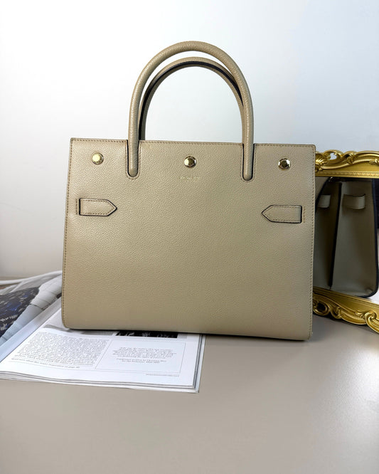 Burberry Small Two-Handle Title Bag - Light Beige - View 1