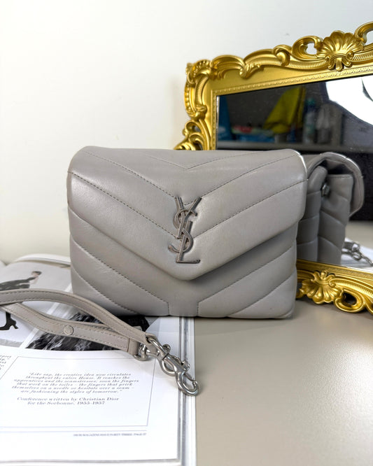Saint Laurent Loulou Toy Crossbody Bag - Light Grey/ Stone Grey - View 1