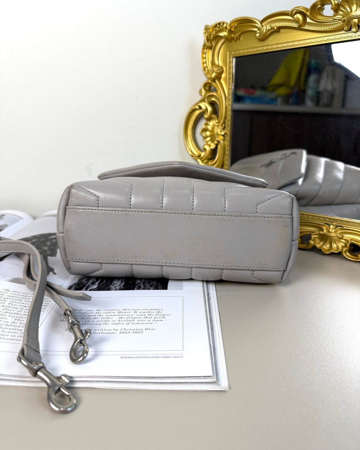 Saint Laurent Loulou Toy Crossbody Bag - Light Grey/ Stone Grey - View 5
