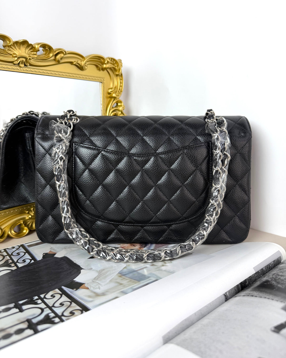 Chanel Classic Double Flap Bag - Black With Silver Hardware - View 2