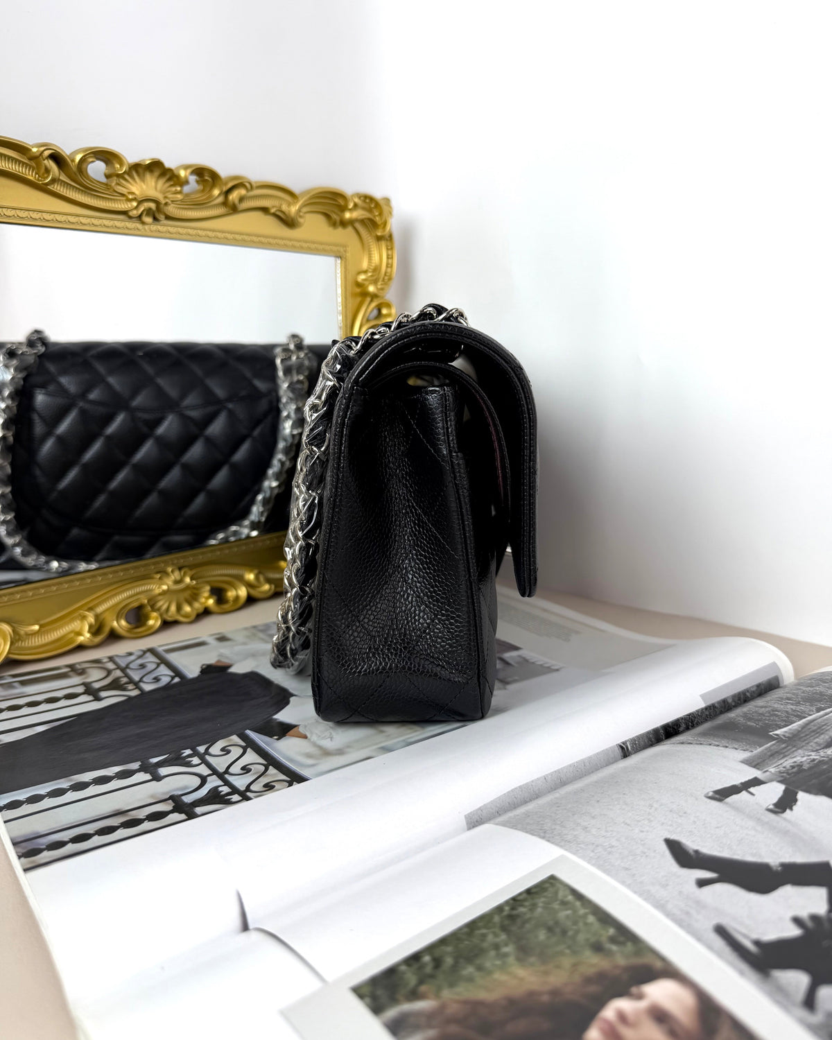 Chanel Classic Double Flap Bag - Black With Silver Hardware - View 4