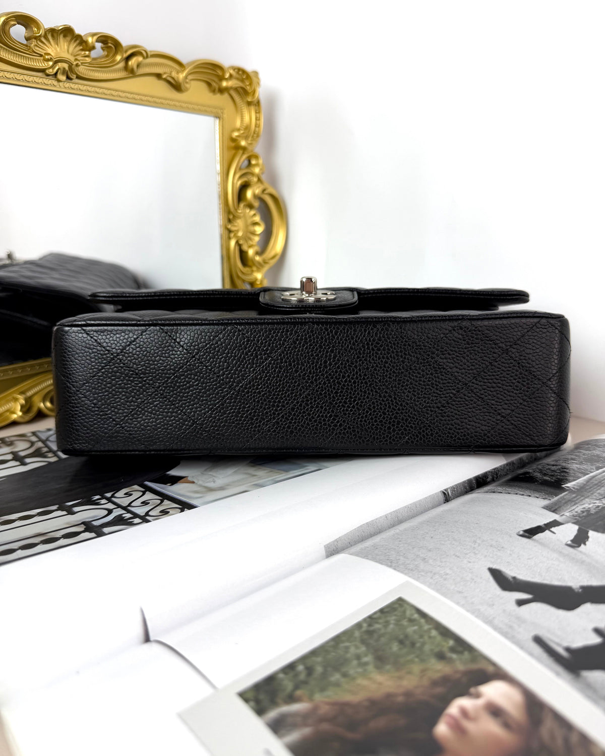 Chanel Classic Double Flap Bag - Black With Silver Hardware - View 5