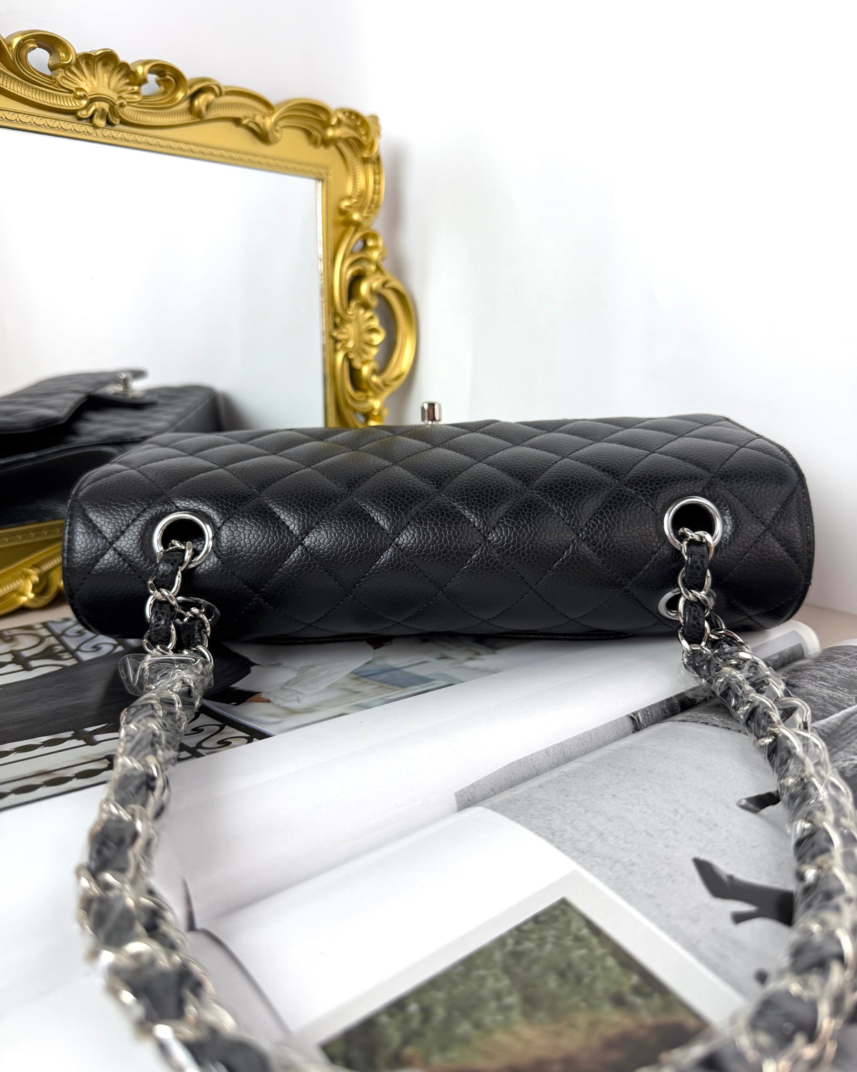 Chanel Classic Double Flap Bag - Black With Silver Hardware - View 6