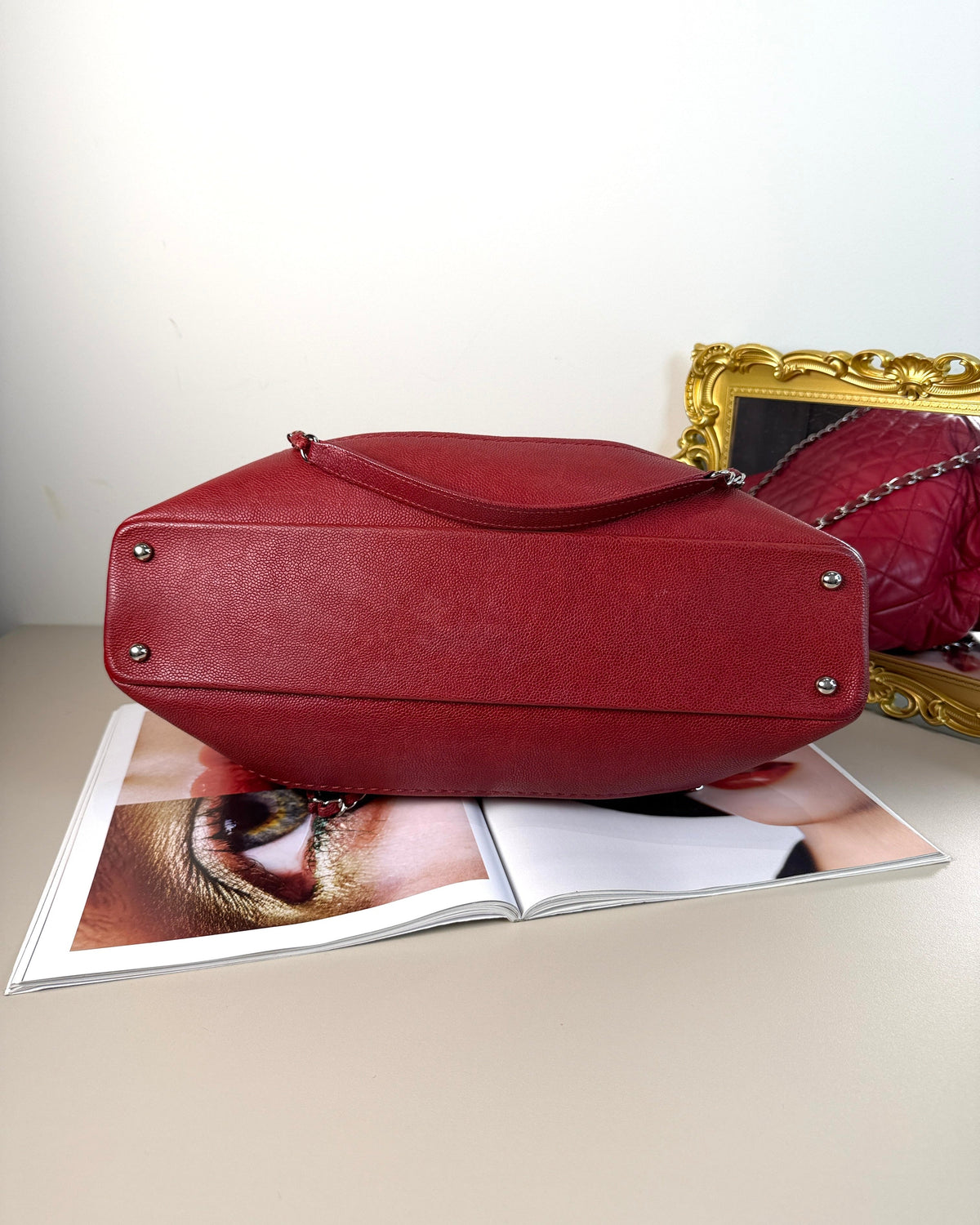 Chanel Matelasse Chain Tote - Red, Silver Hardware - View 5