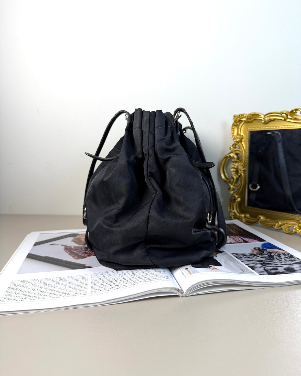 Prada Tessuto + Leather Shoulder Bag - Black - View 4