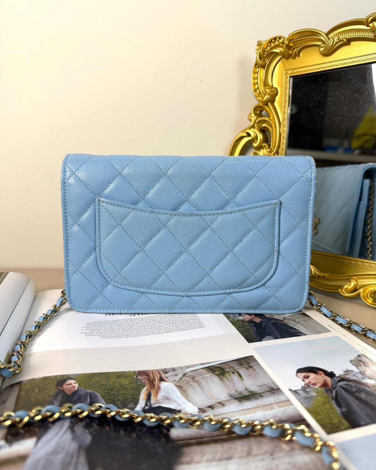 Chanel Classic Wallet On Chain - Light Blue - View 2