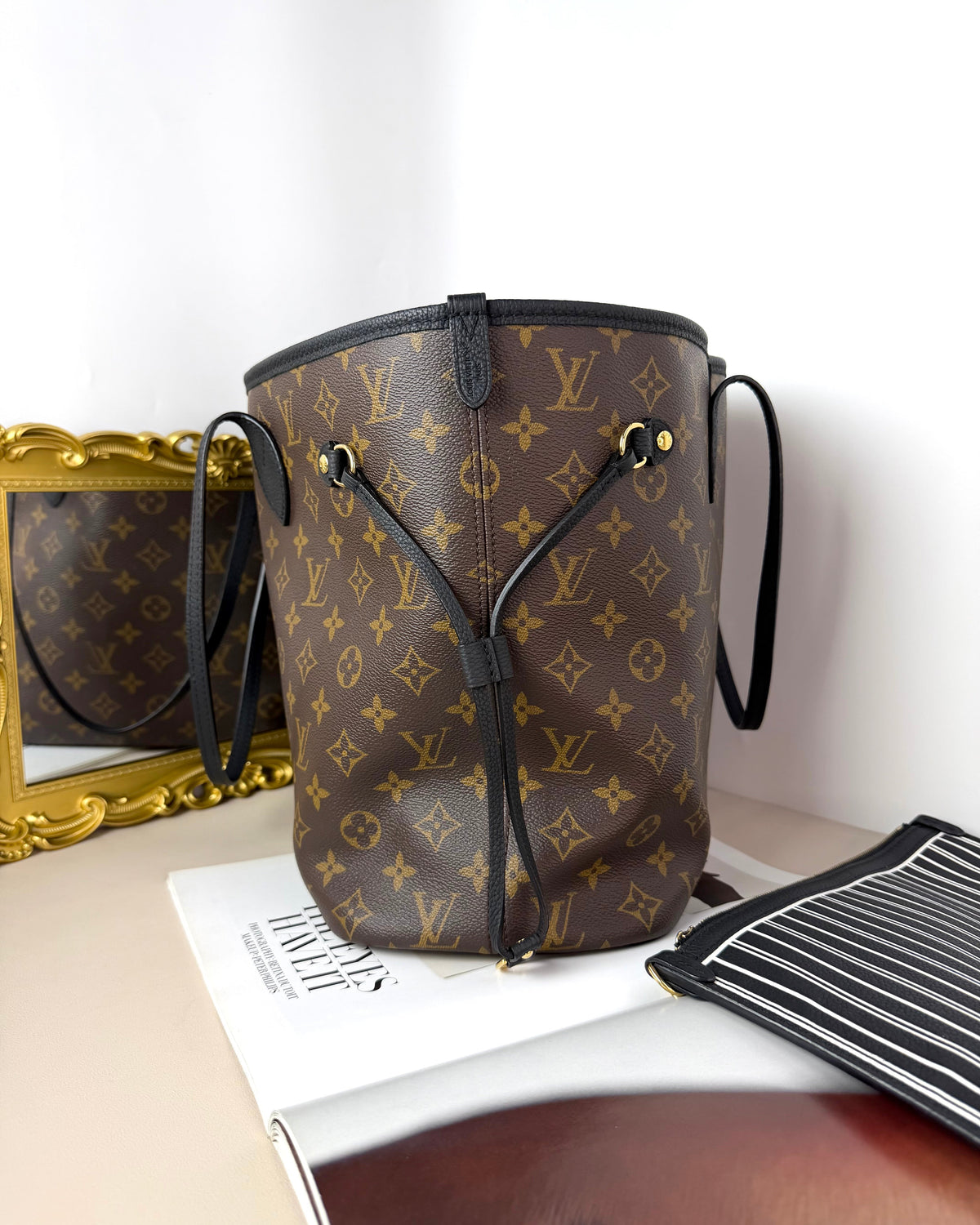 Louis Vuitton Neverfull Inside Out MM Bag - Monogram Black - View 3