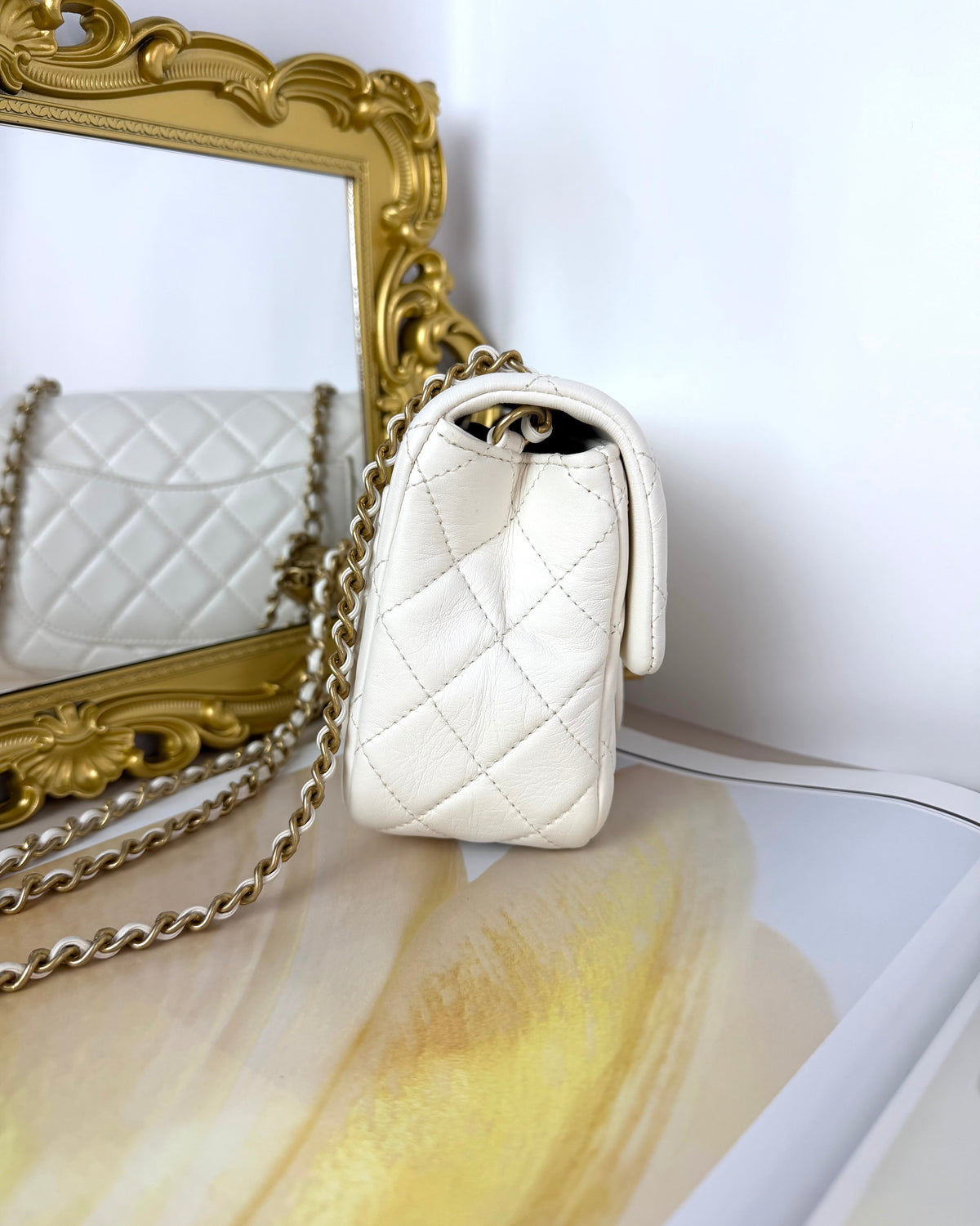 Chanel Pearl Crush Mini Square Flap Bag - White - View 3