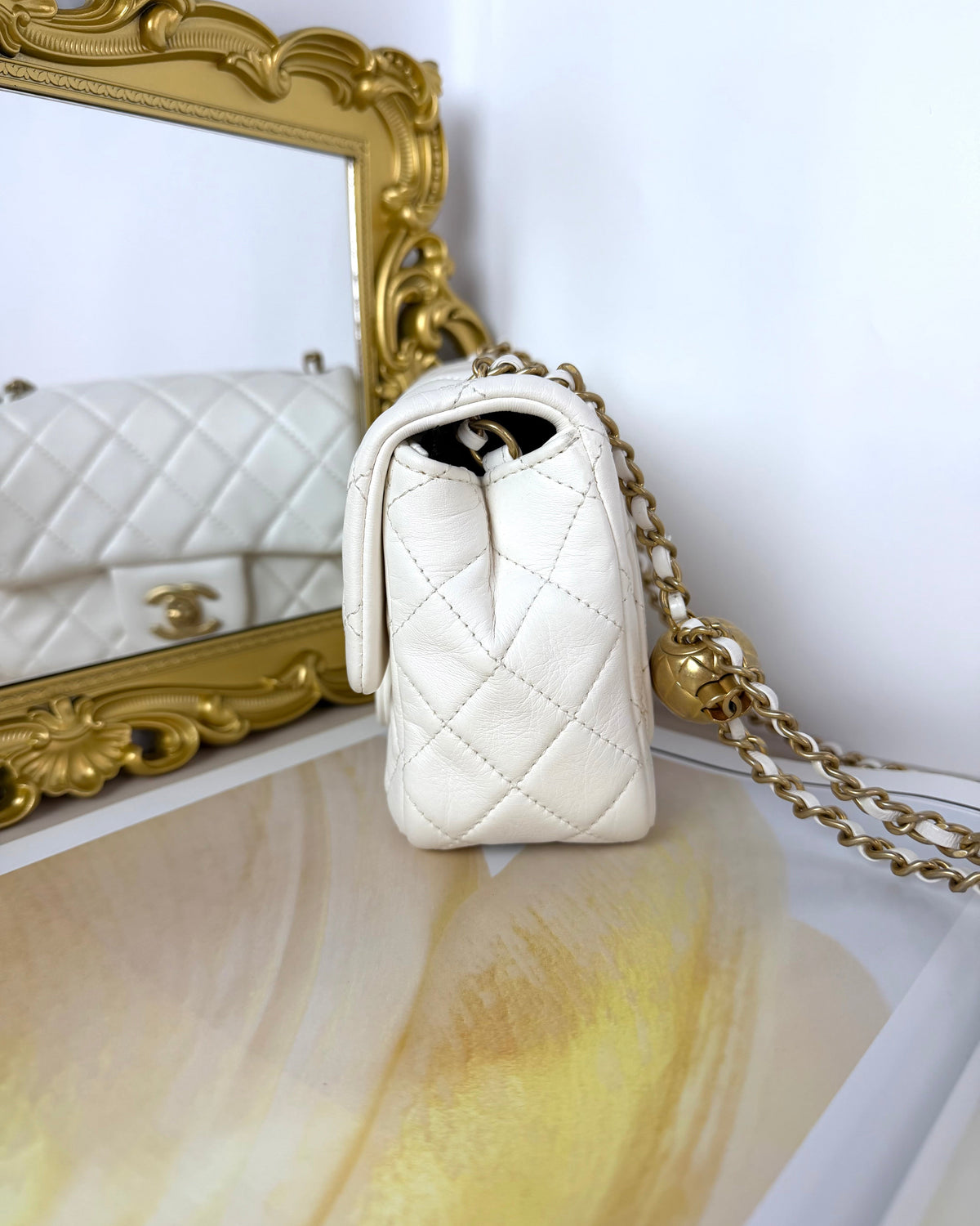 Chanel Pearl Crush Mini Square Flap Bag - White - View 4